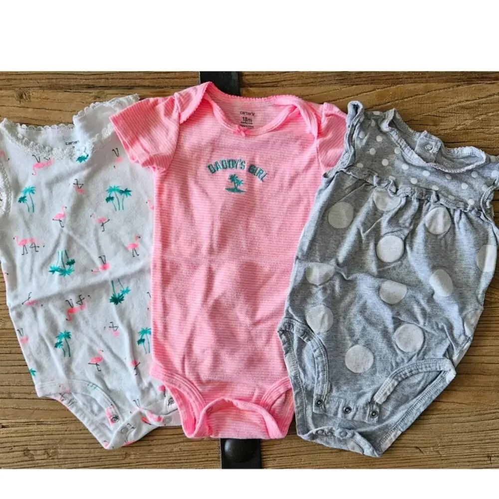 Carter's 7 piece summer neon flamingo bundle sz 18m